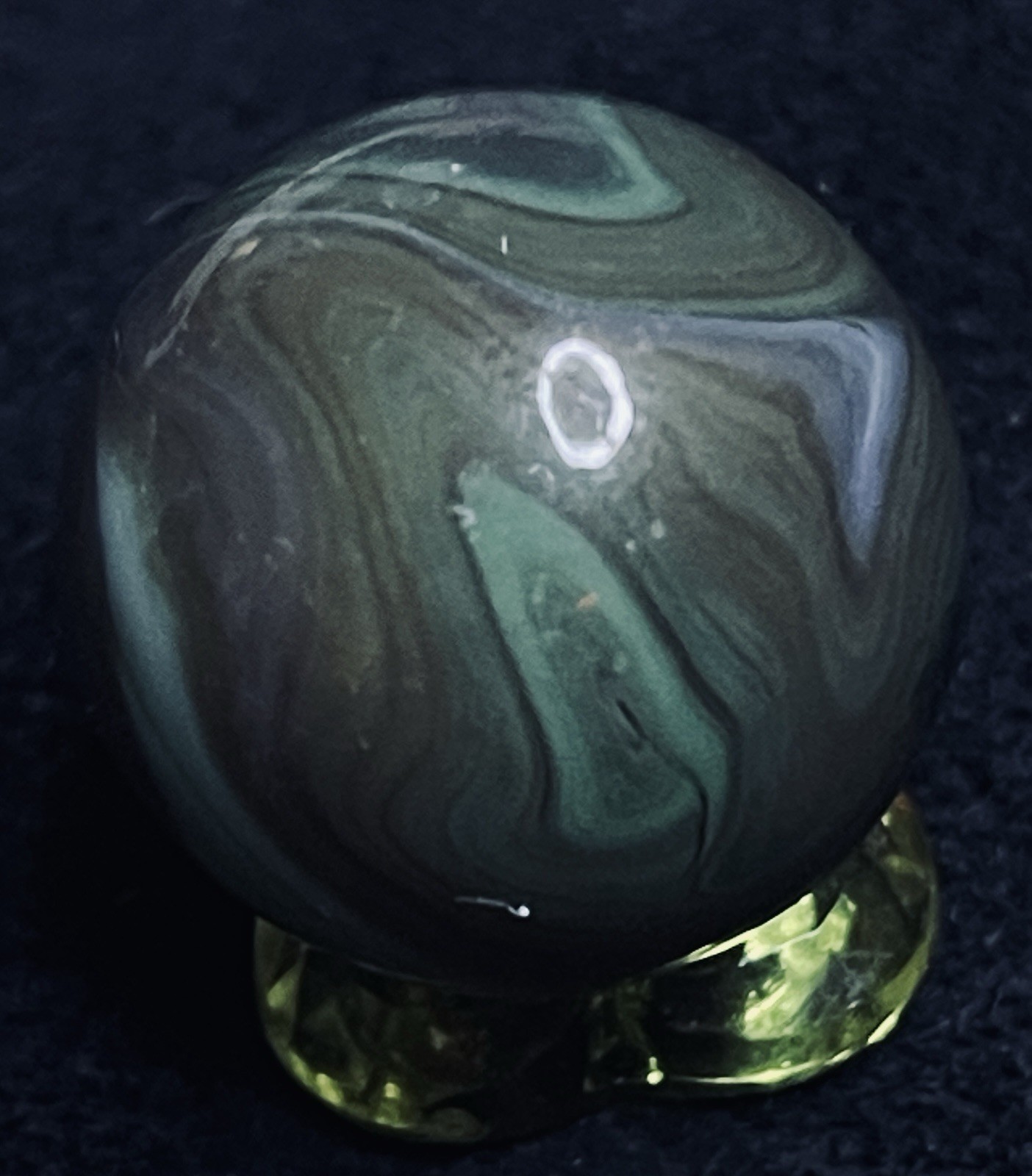 Master Marble Vintage .885” HTF Swirl Shooter. Earthy Greens, Browns & Purple.