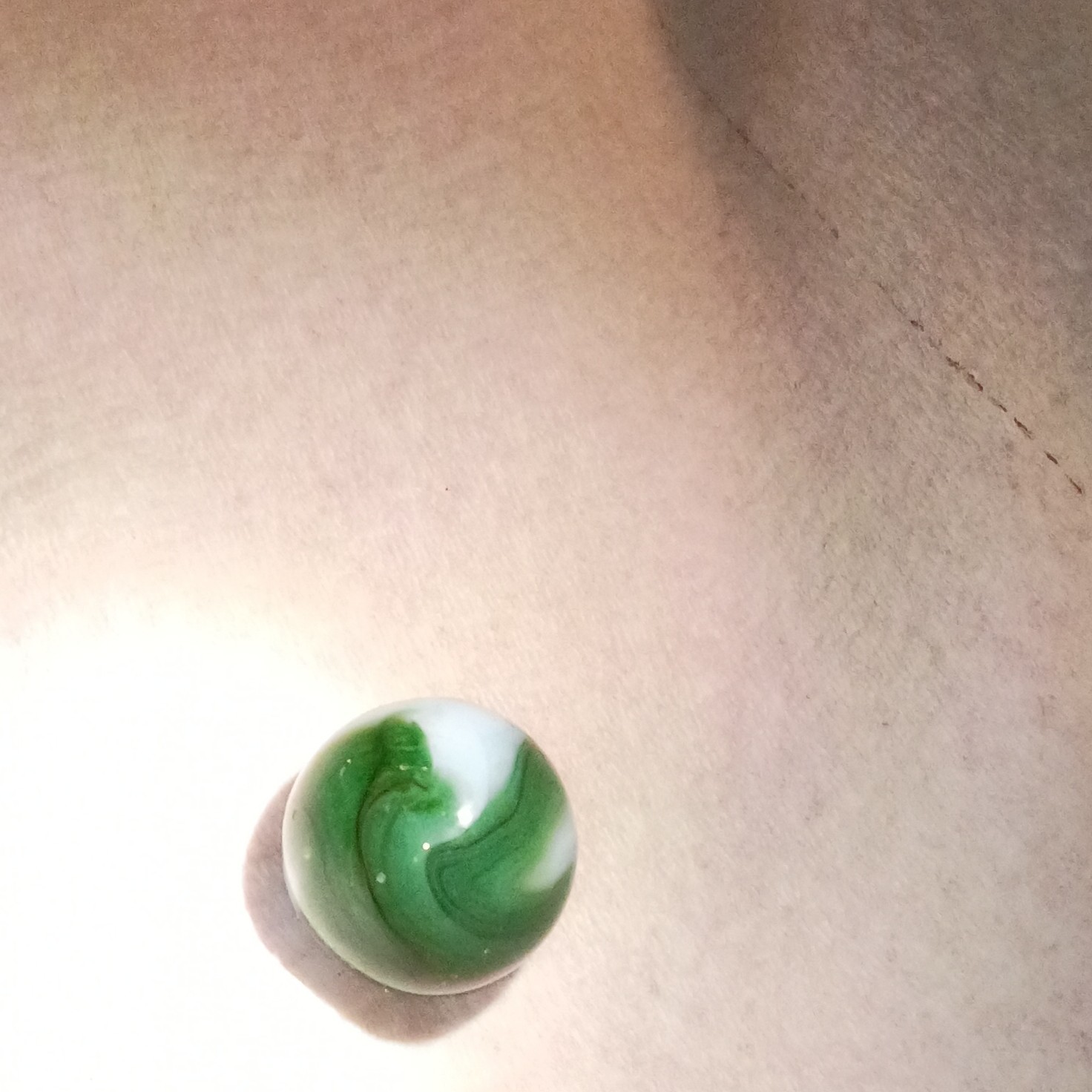 Green and White Swirl Machine Made Toy Marble for Ages 4-11 Years