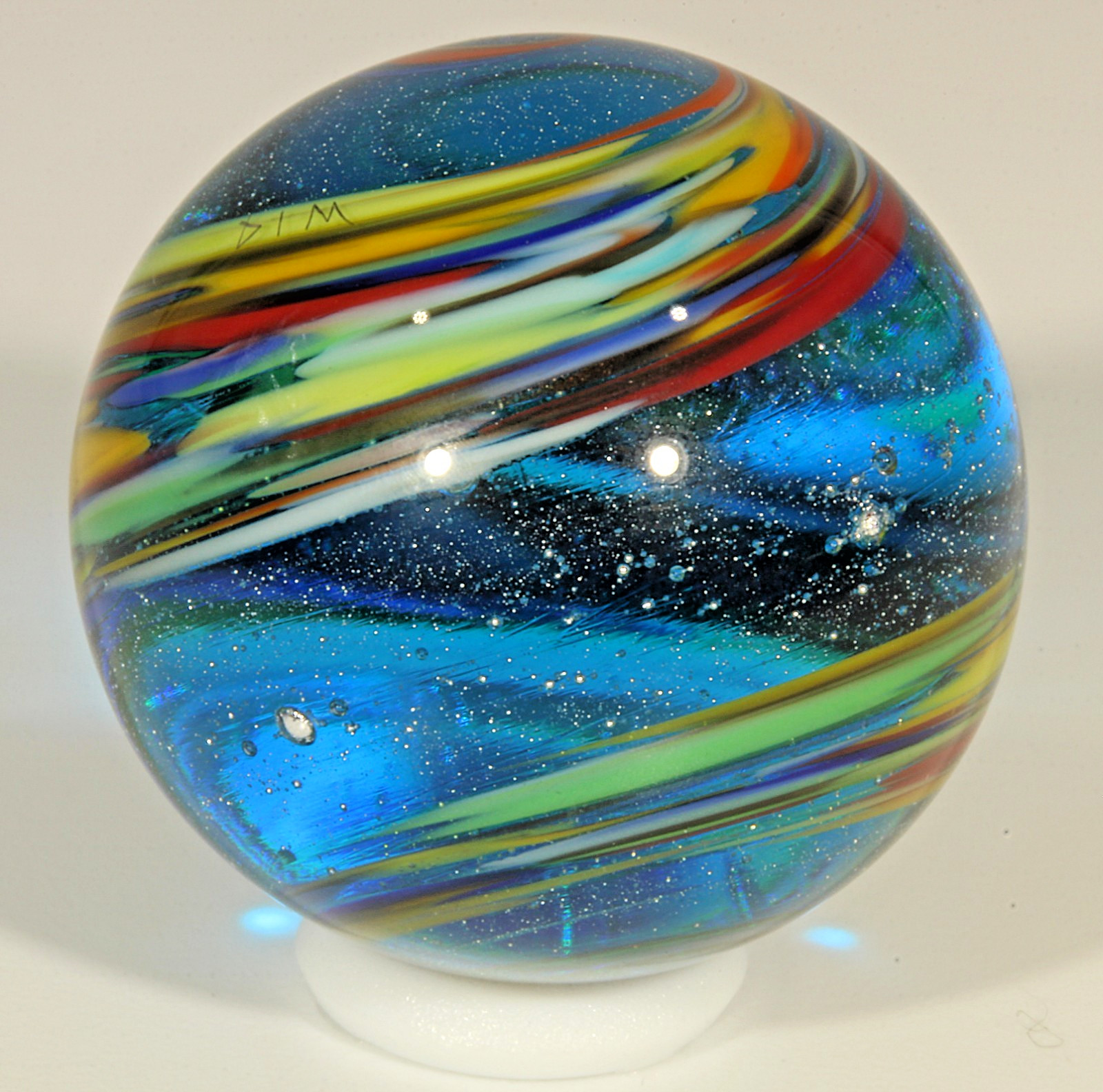 Steve Willis 2014 Handmade Lampwork Art Glass Marble 1″+
