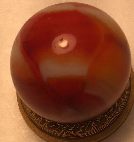 Vintage Peltier K & M Or Red Zebra Marble. Measures .74” Near Mint Condition.