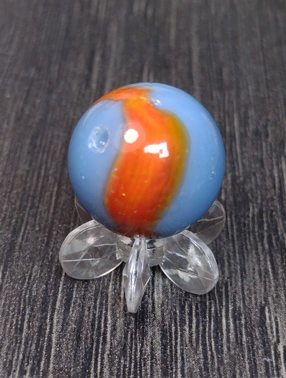 ROBIN BLUE & ORANGE PELTIER RAINBO Ribbon Patch Old Toys VINTAGE Marbles .60″