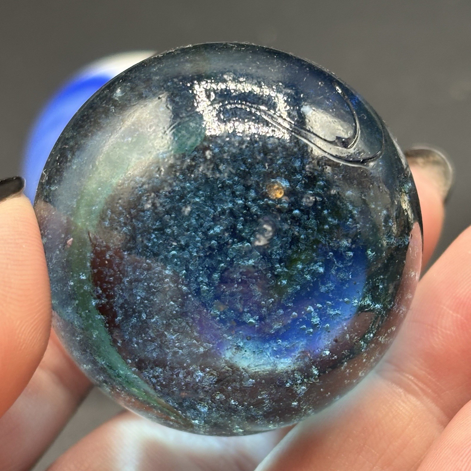 Vintage Oversized Art Glass Marbles Glitterbomb/Confetti, Shooter