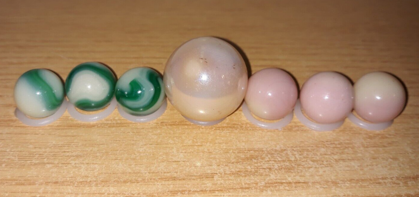 Uranium UV Jabo Electric Eel Marble King Fenton Burmese Glass Marbles Florescent