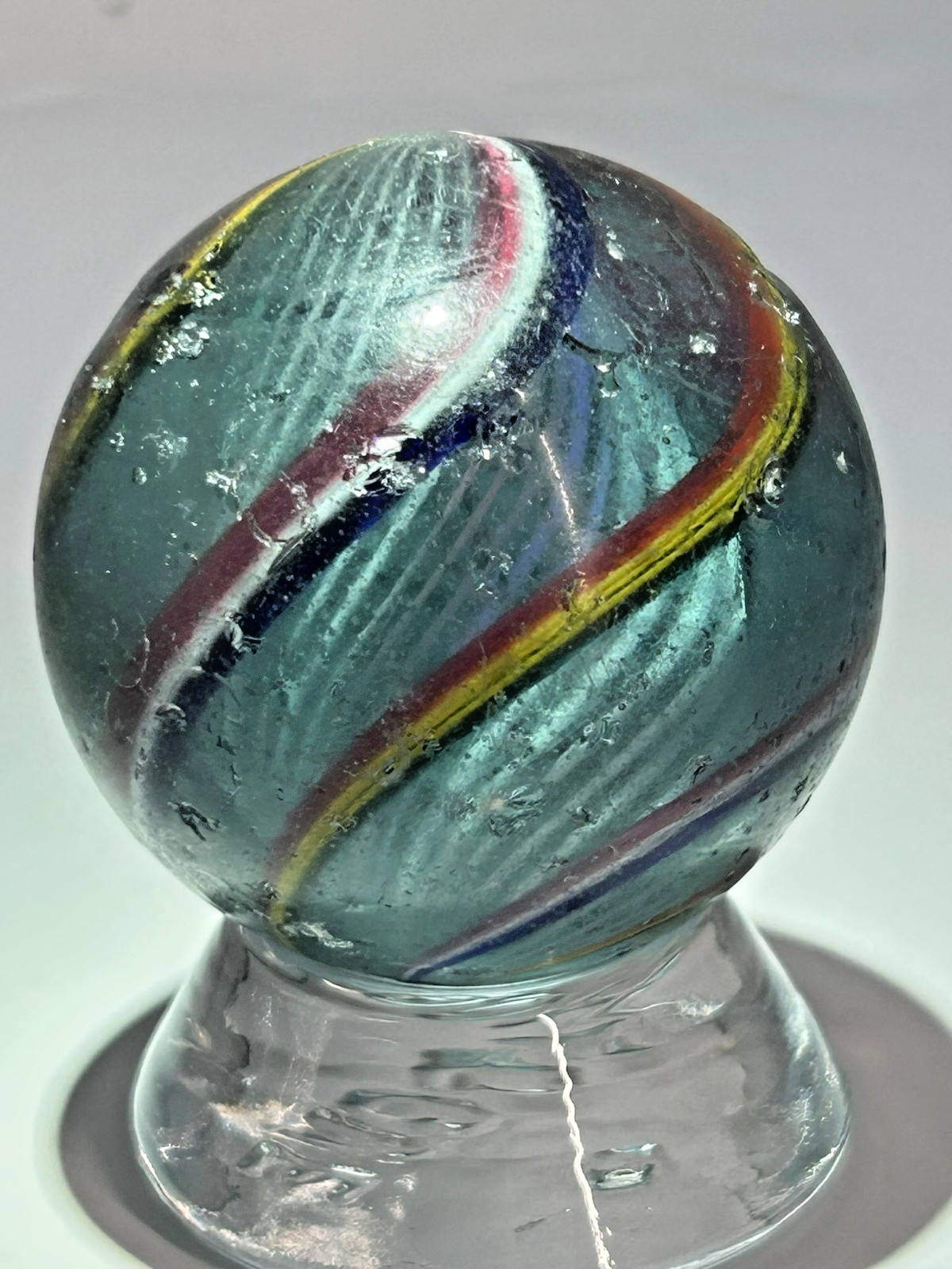 Antique German Handmade Divided Core Marble Purple Base Glass 1-3/4″ NM E3.18