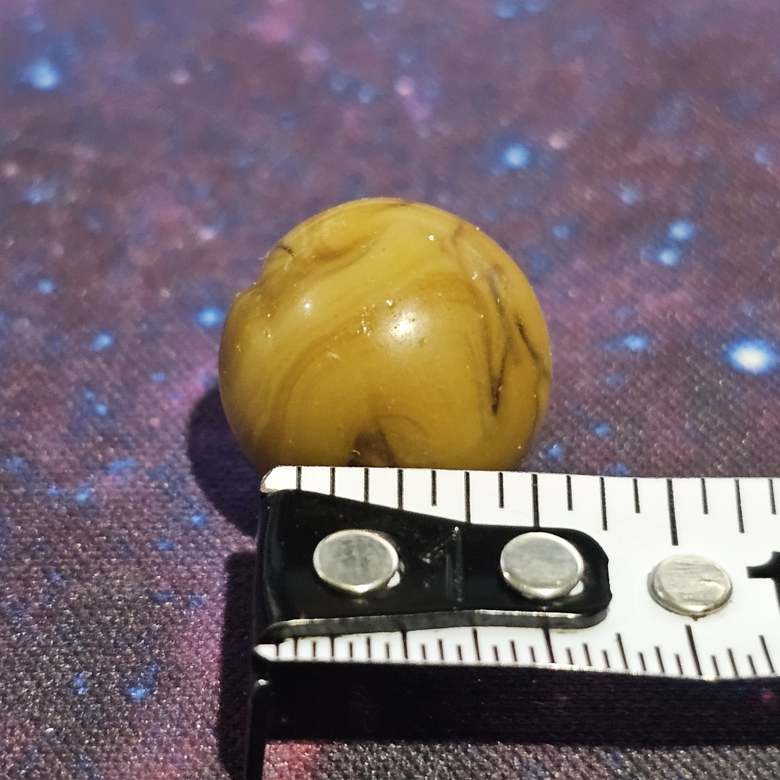 Vintage Glass Opaque Yellow Tan Swirl Marble Shooter Collectible
