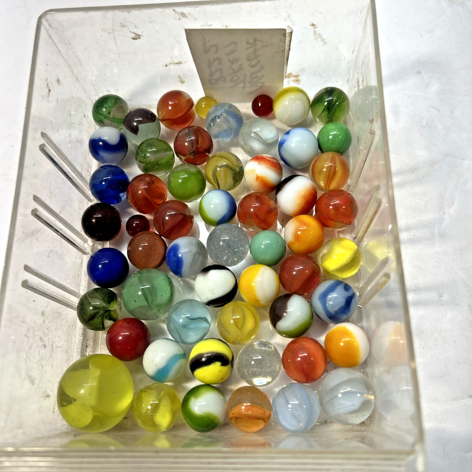 Estate Item Antique Vintage Lot Of 52 Clear/Swirl Glass Marbles