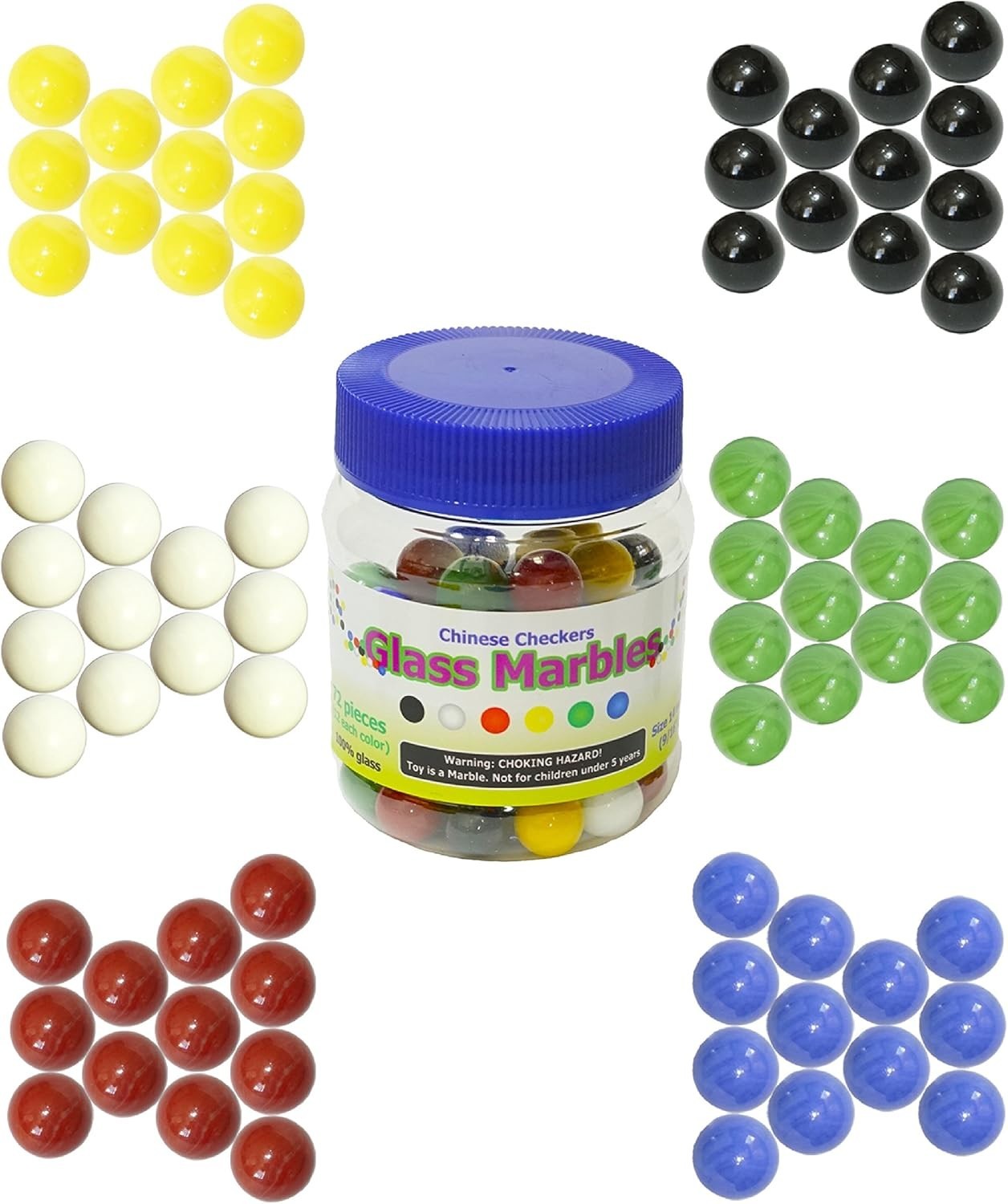 Vibrant 72 Glass Marbles – Ideal for Chinese Checkers, Games & Skill Development