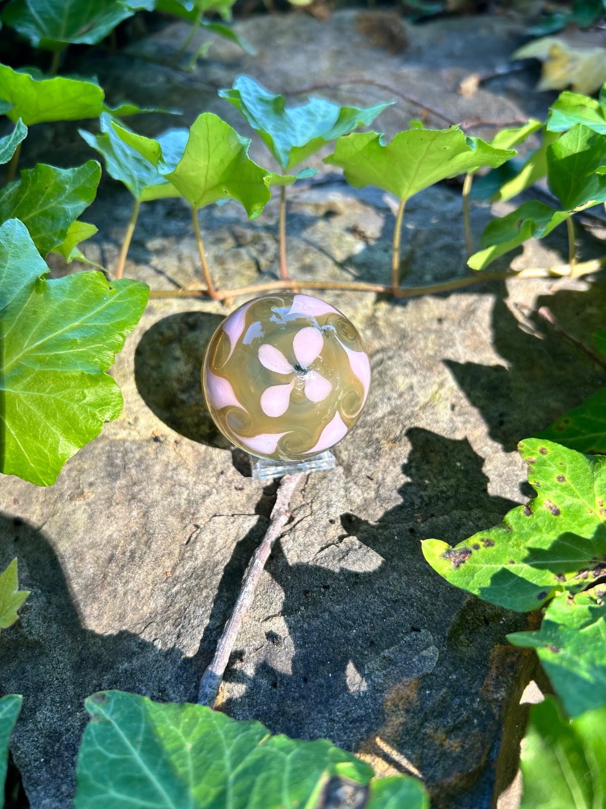 Handmade Glass Marble Space Galaxy Flower 1 and 1/2 inch Jason Criner