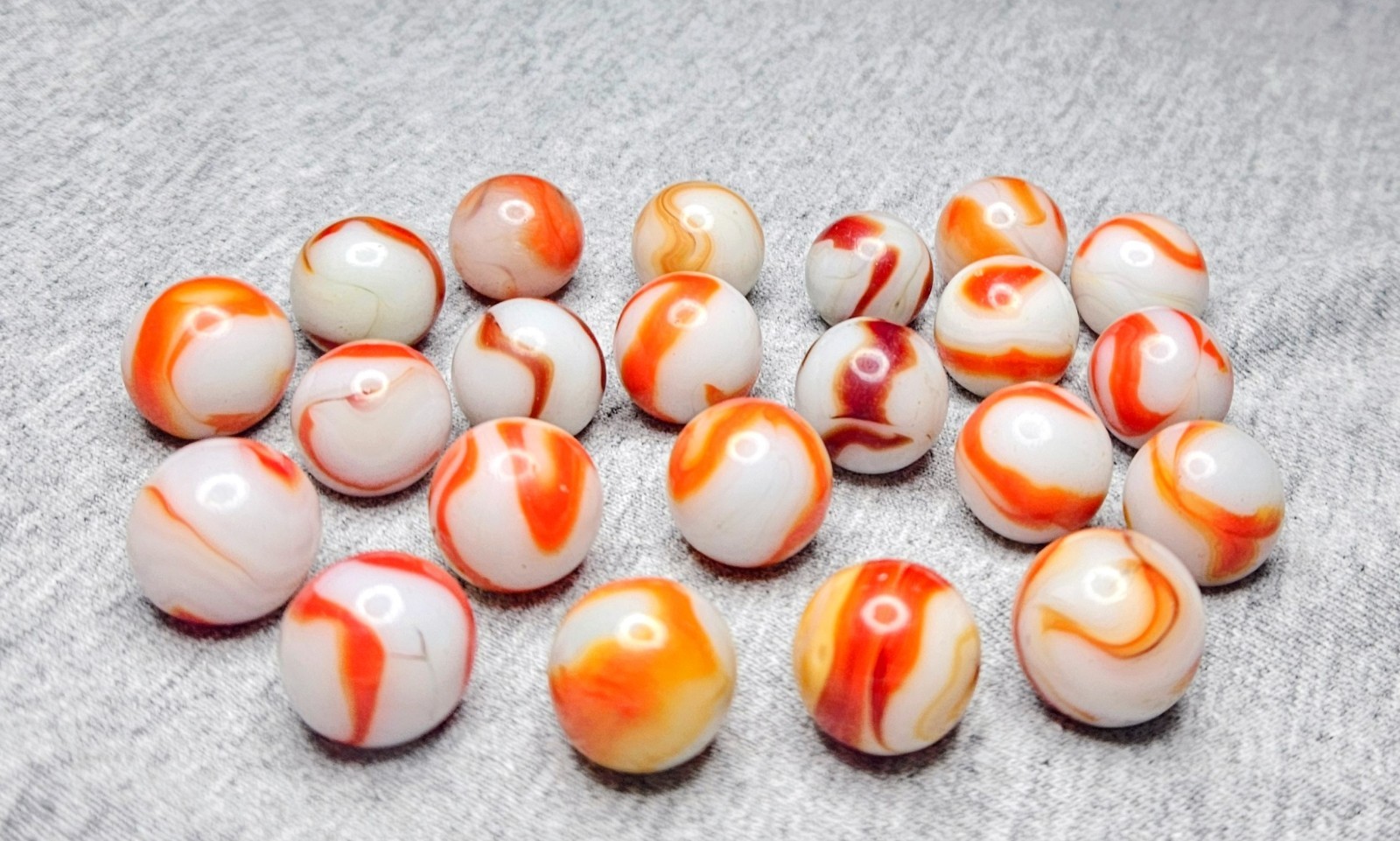 West Virginia RED & ORANGE Swirl Marbles ALLEY RAVENSWOOD CAC HEATON Vintage Lot