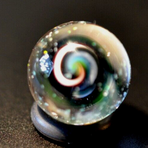 BRIAN TRILLAS GLASS MARBLE/.725″CRUSHED OPAL, GREEN BLACKLIGHT RAINBOW CORKSCREW