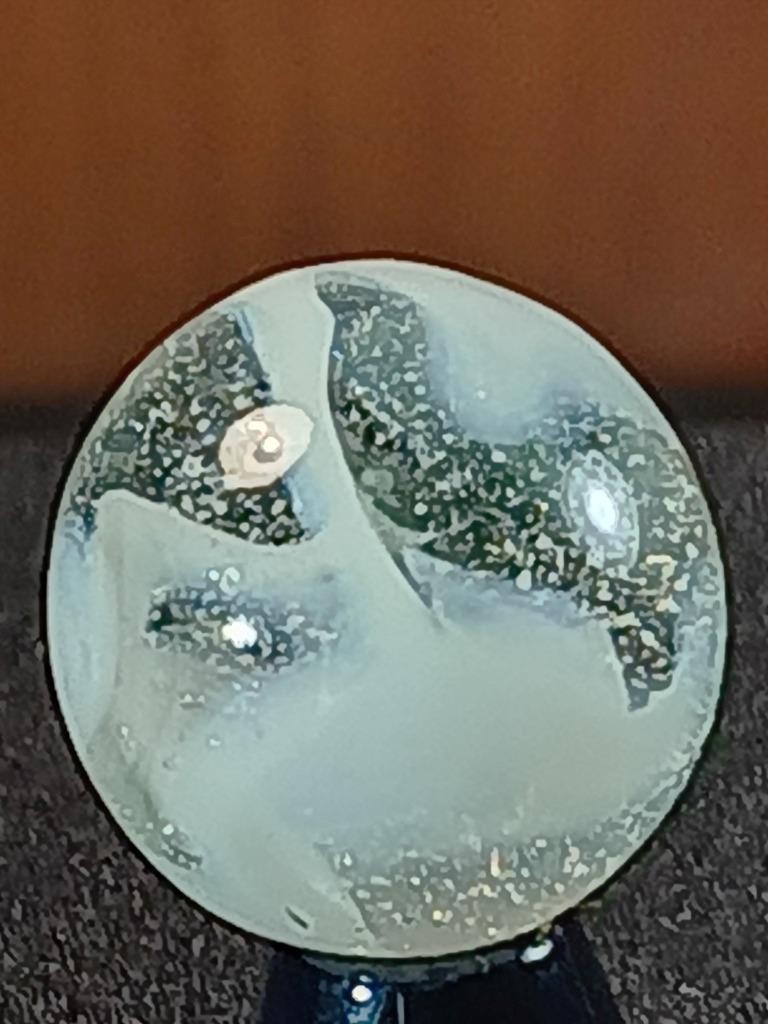 11/16″ Akro Agate Ice White Slag Snake Swirl Near Mint Serious Marble B215