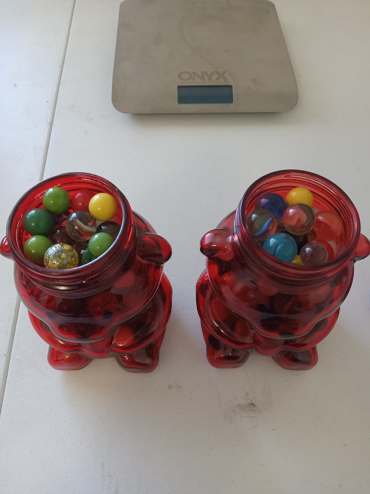 Vintage Glass Bear jar of Marbles Collection mix Colors 1.5 pounds free gift