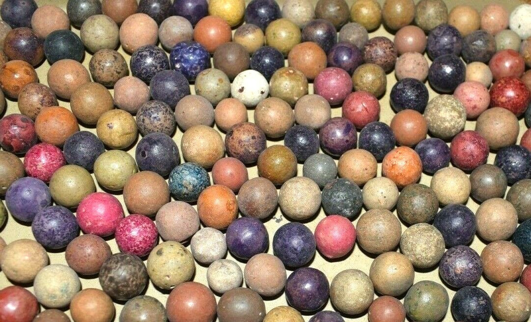 1800s Civil War era Colored Dye’s Clay Marbles Lot of 20 Size .500″ = 1/2″ + or-