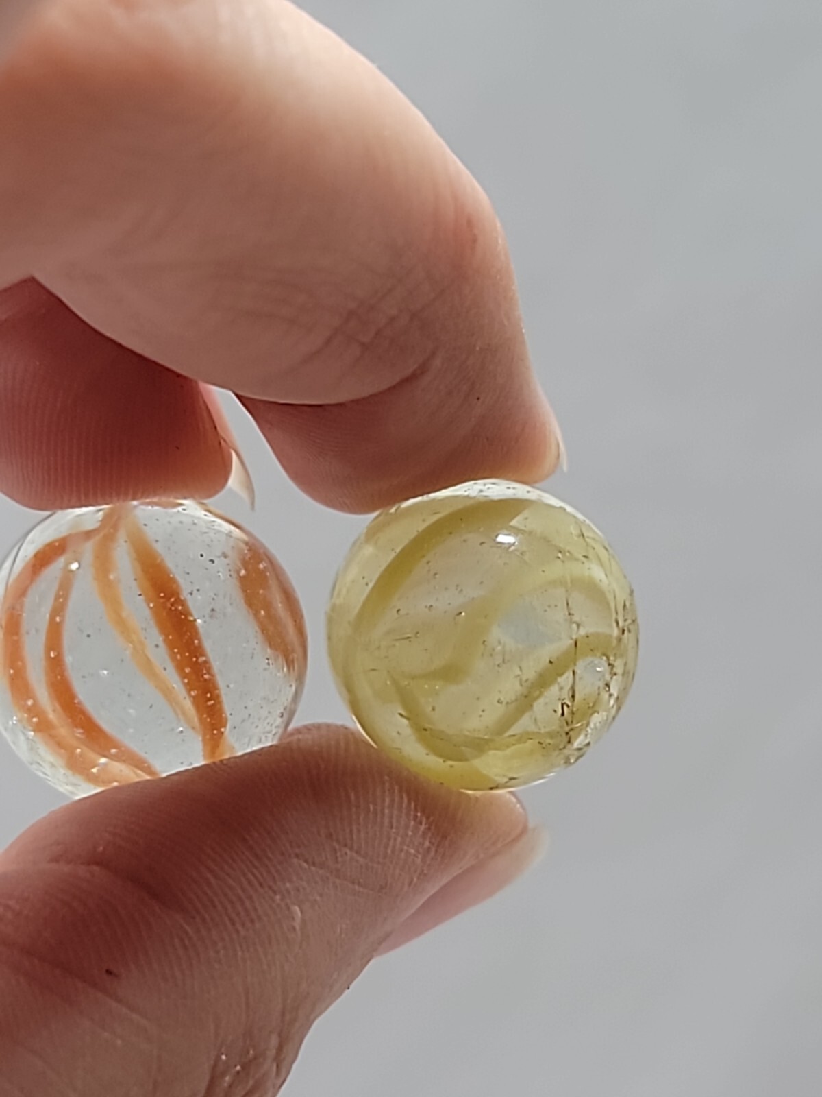 LOT OF 6 Swirls Agate Bogard Marbles TRANSPARENT / CLEAR WITH LINES
