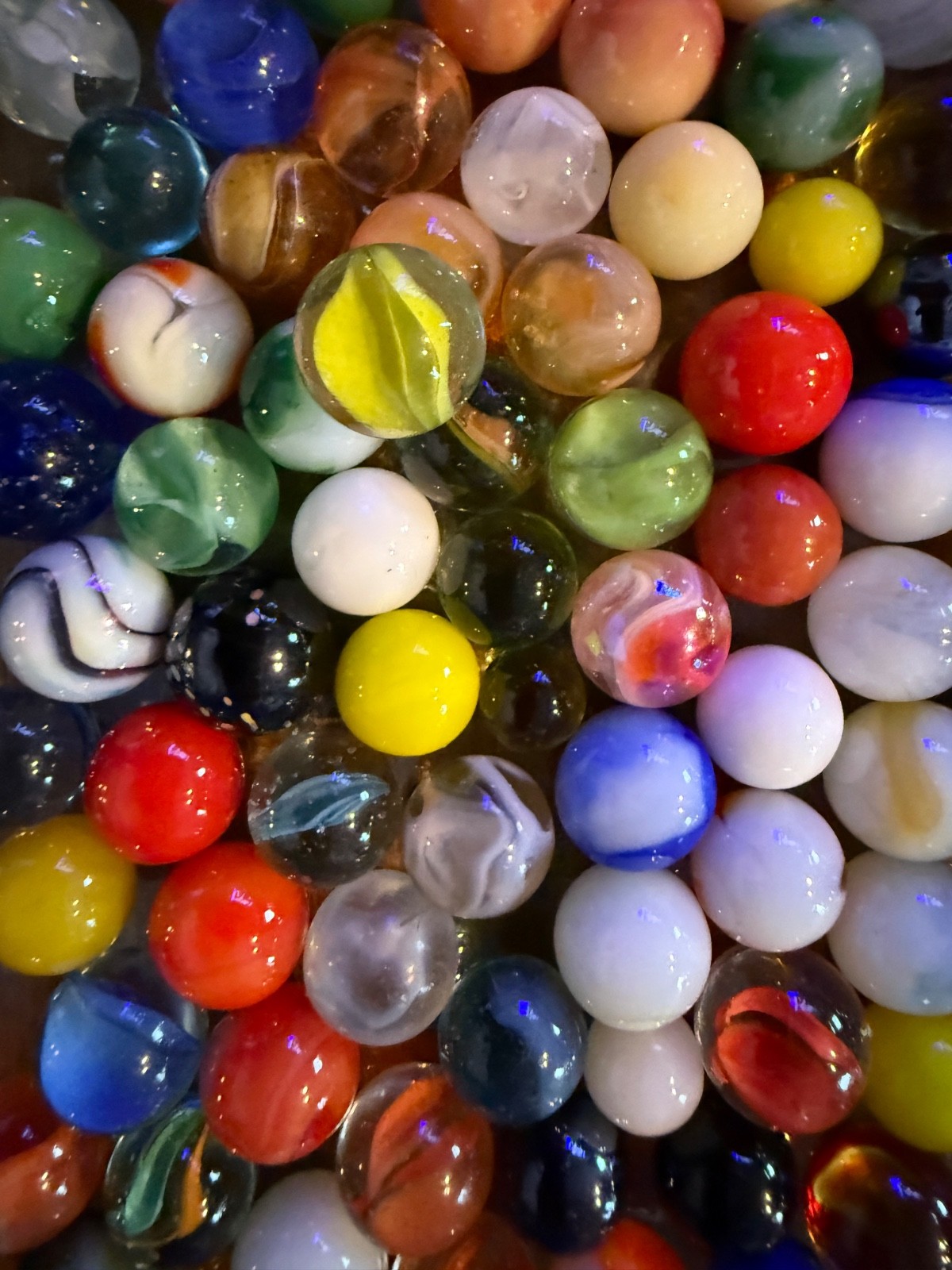 Vintage Marbles (Slags, Swirls, Cats Eyes, Bennies, Etc).Each lot varies Lot#125