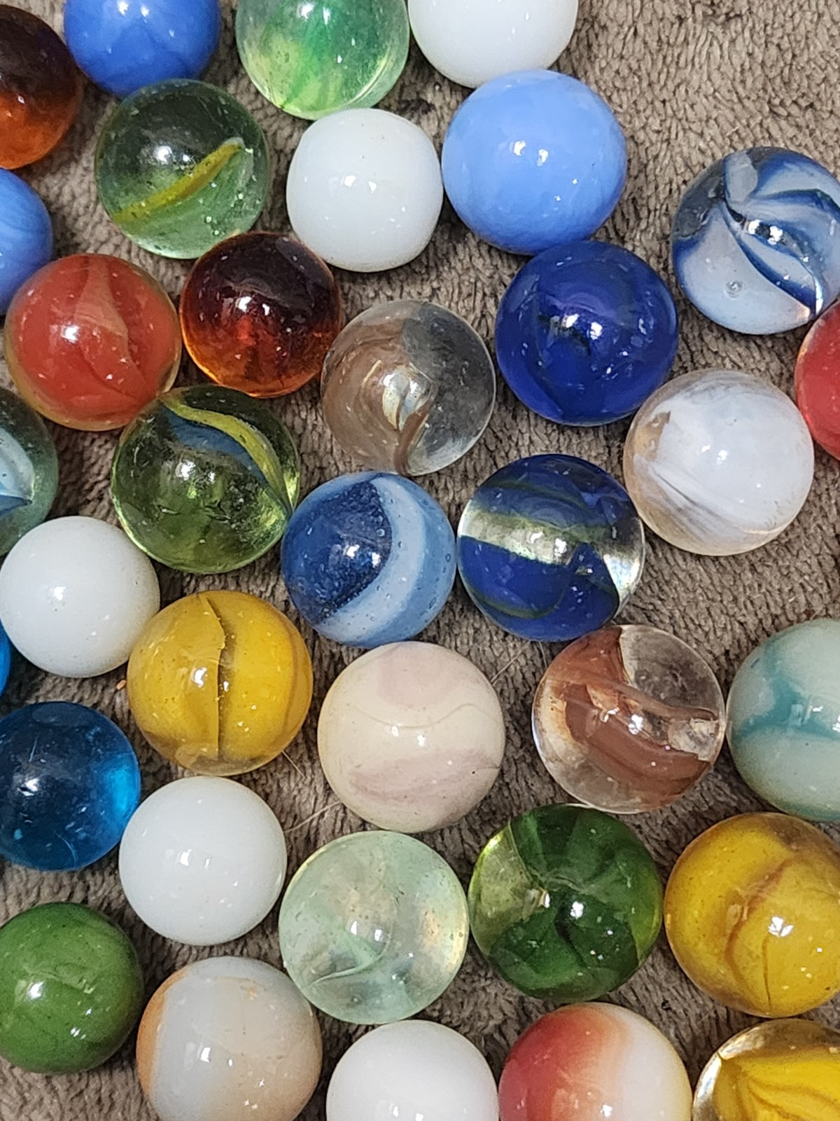 Vintage Glass Marble Toy Collection Mixed Shooters Peewees Standard Steelies
