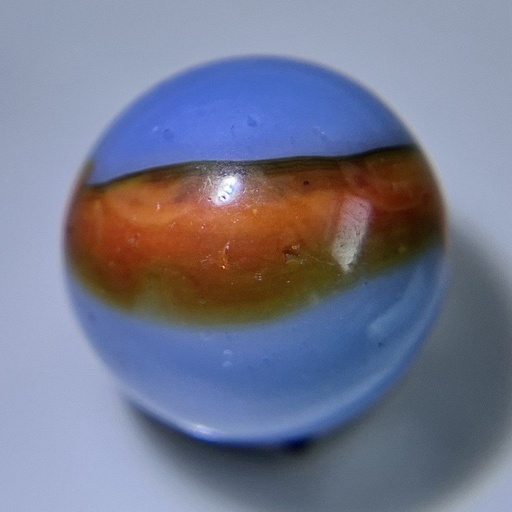🧡 Vintage Marbles Patch Marble Akro Peltier Kokomo w Horsehair Marble Near Mint