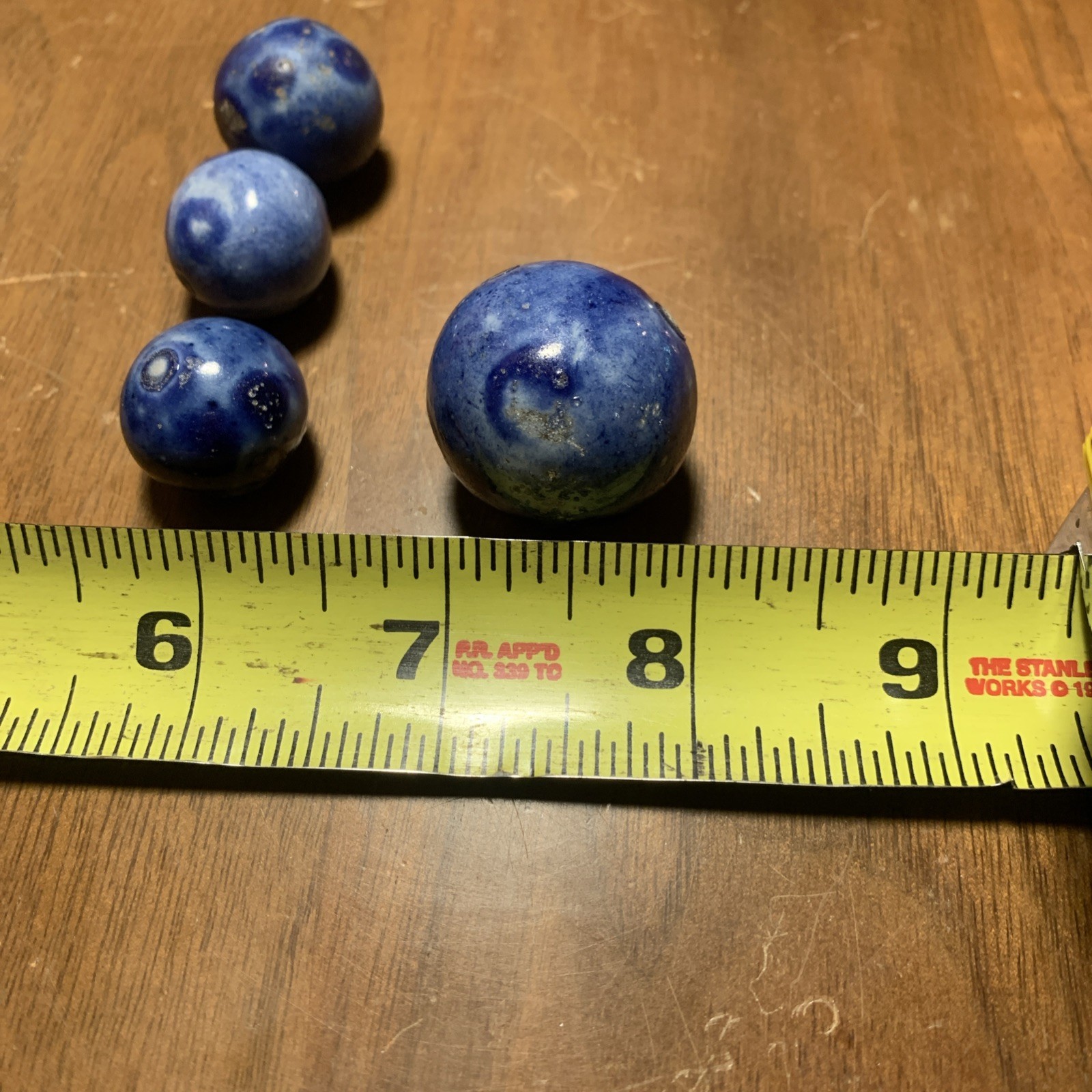 Lot Of 20 Bennington Blue Marbles Vintage Various Sizes
