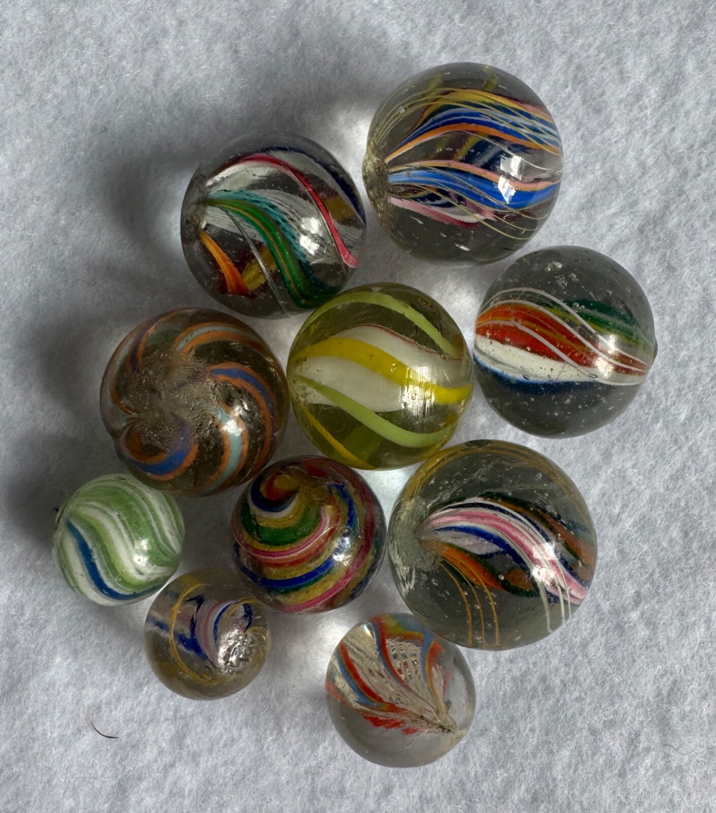 Superb Group Of 10 Marbles 12mm (15/32”) to 18.5mm (23/32”)