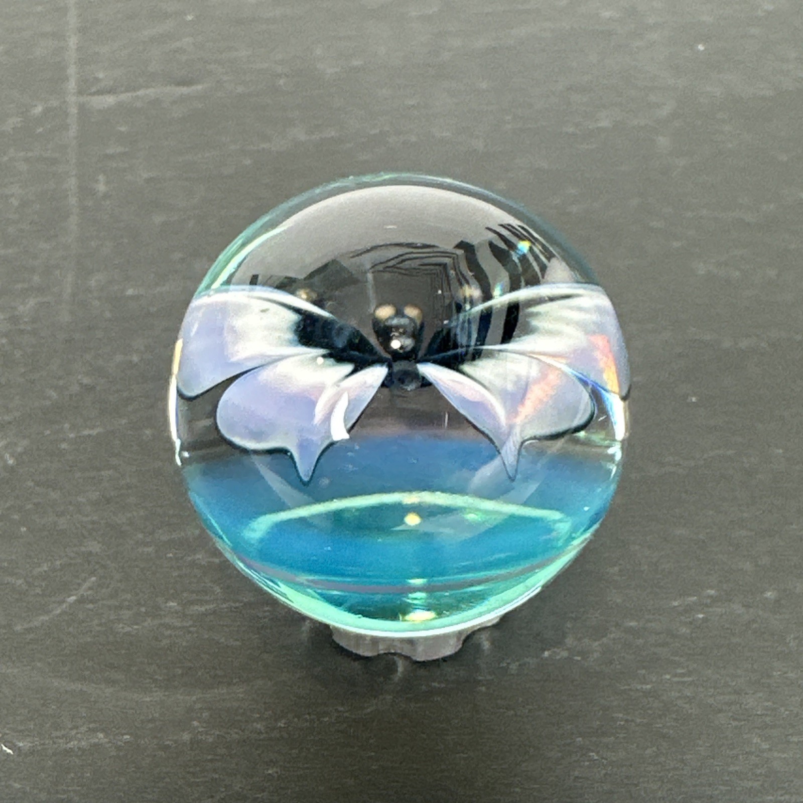 Contemporary Handmade Art Glass Marble 1.10″ Butterfly MIB Borosilicate Gift