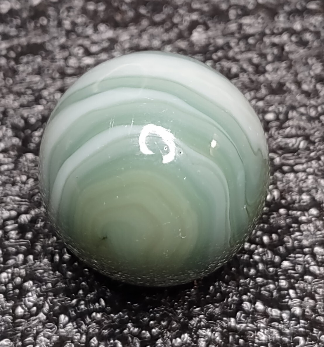 NM- .87″ TriColor Teal Green Opaque Swirl Alley Agate ? Glass Vintage Marbles