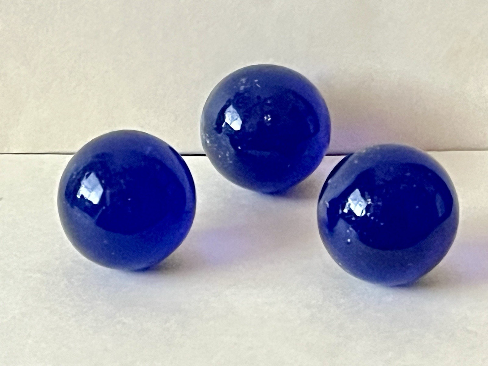 Three Vintage Cobalt Blue Shooter Marbles