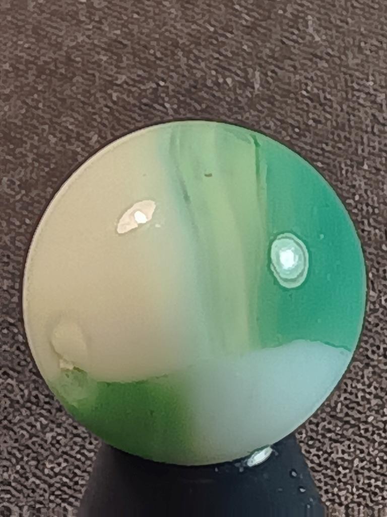 17/32″ Marble King Vitro Minty Jade Snow White on Clear NM Serious Marble A709