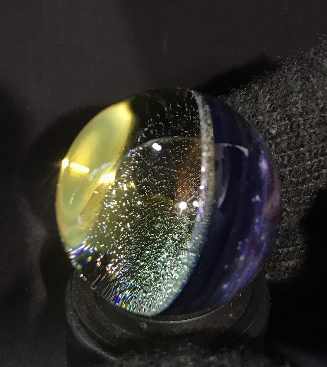 Glass Boro Marble Gold Dichro Space Theme 35mm Sculpture Art Multi Color 24k