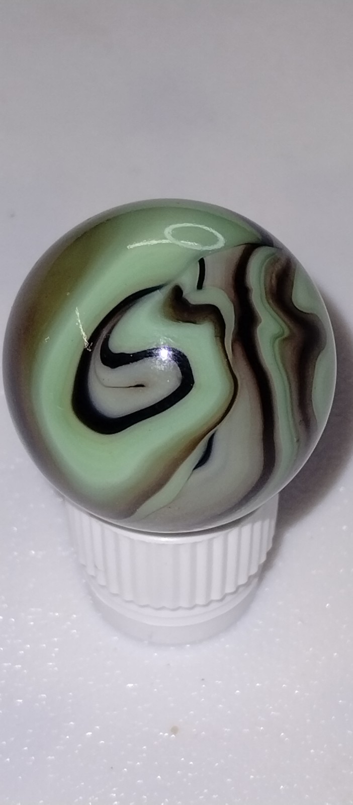 Peltier? Akro? Christensen ? Mint Green And Black Swirl Marble 20 mm