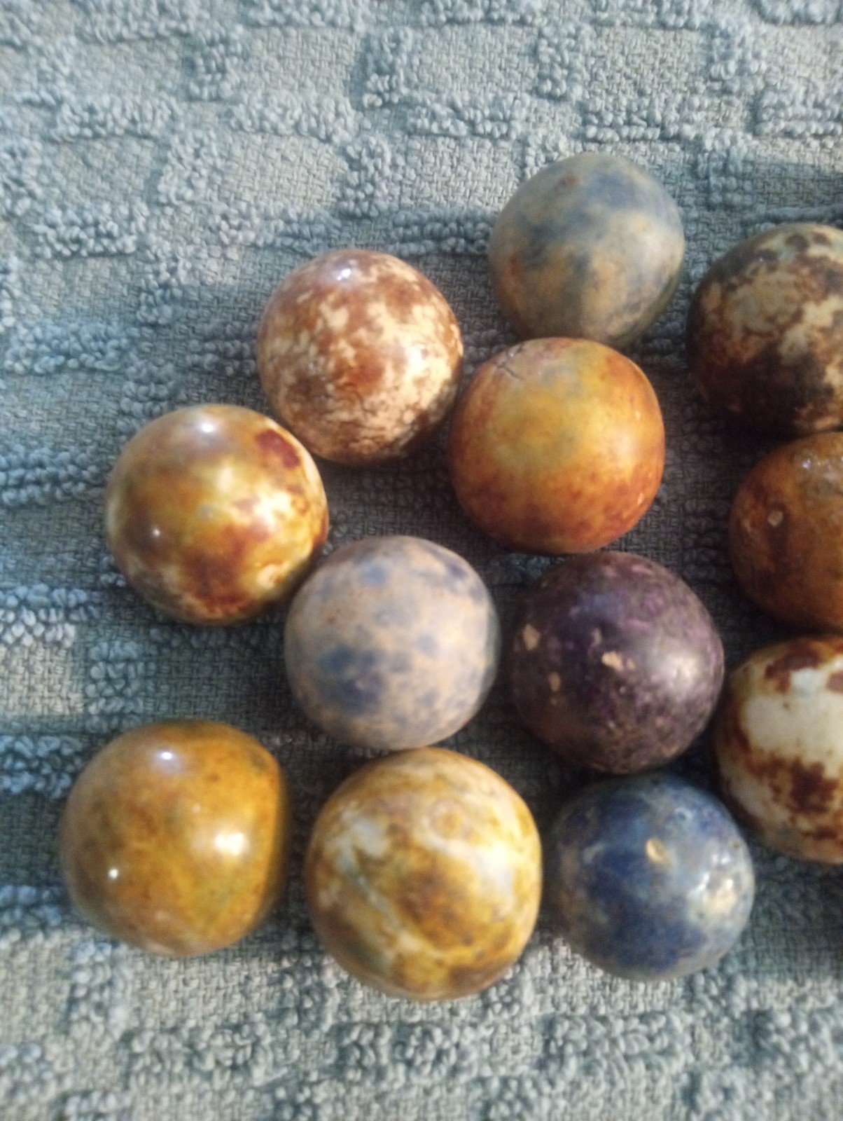 20 Marbles Antique Vintage Bennington Earthtone Browns & Blue .75 In-.625 In