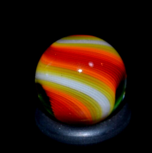 BRYAN TRILLAS GLASS MARBLE/.588″-BLACKLIGHT FIREBALL-SUNFLOWER,ORANGE,CHERRY,WHT
