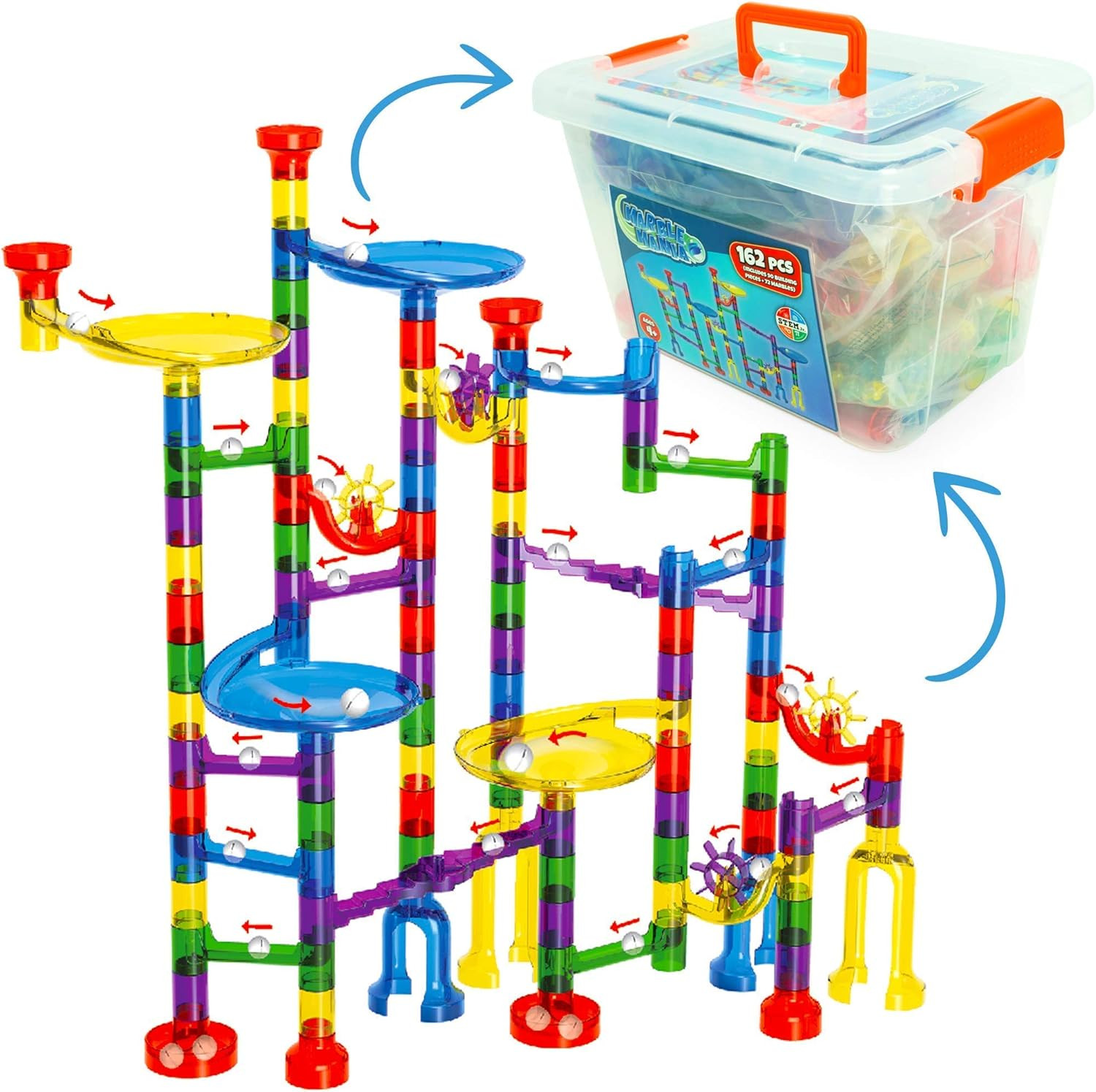 Marble Run – Marble Runs for Kids – 162 Piece plus Storage Tub | Construction To