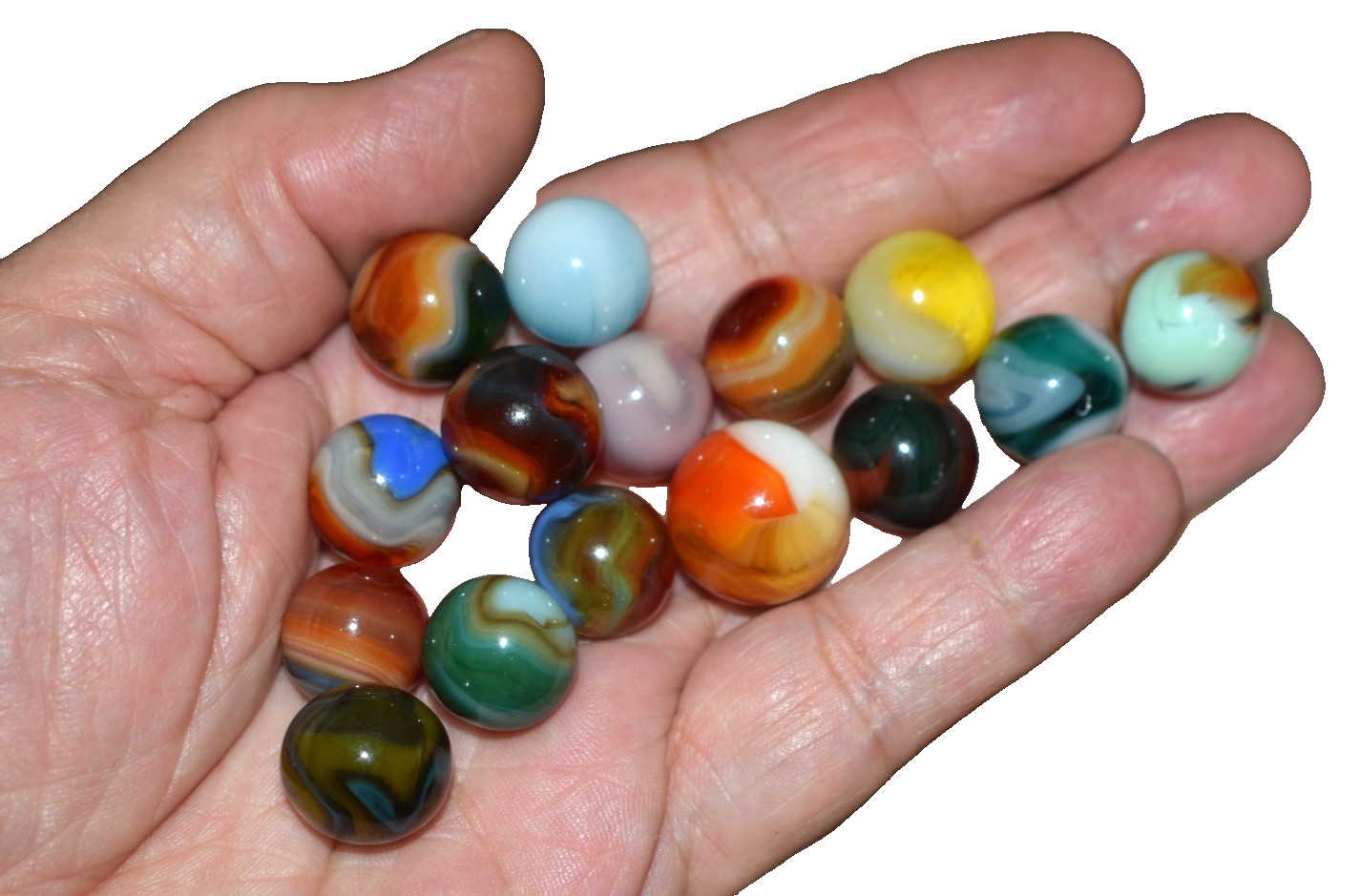 ⭐⭐⭐⭐⭐5 Star Picks Mixed JABO Classics Marbles👀⏩ Lot of 15 size .625″=16mm MINT