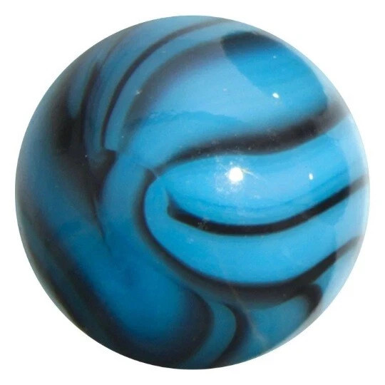 16mm Brontosaurus Glass Marble Players Pack of 5 Light Blue w Gray Swirls Vacor