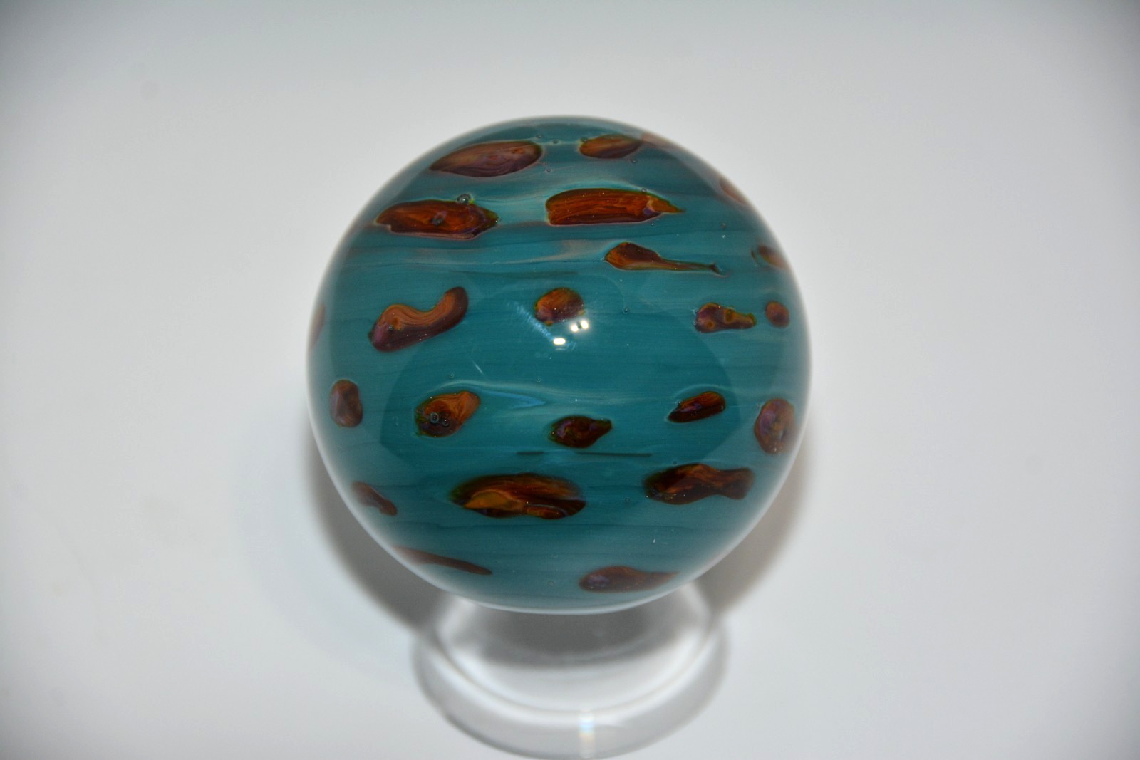 Contemporary art glass handmade borosilicate marble 1.931 inches tall