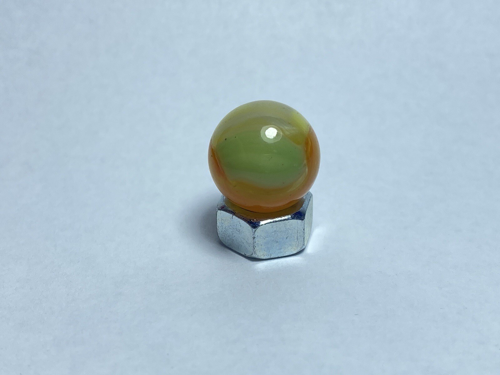 Vintage Master Marbles Green Orange Yellow & White Patch 0.60″ Toy Glass Marble