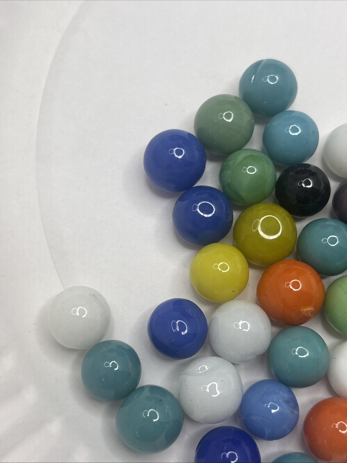 Vintage Bright Color Glass Marbles Lot of 50 Peewee Size DD Some Imperfections