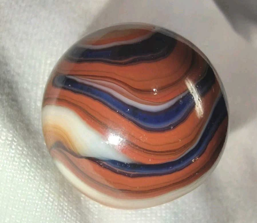 Jabo/DAS Cranberry Busy Gorgeous Flame Swirl Shooter Marble .74 Out Of Round