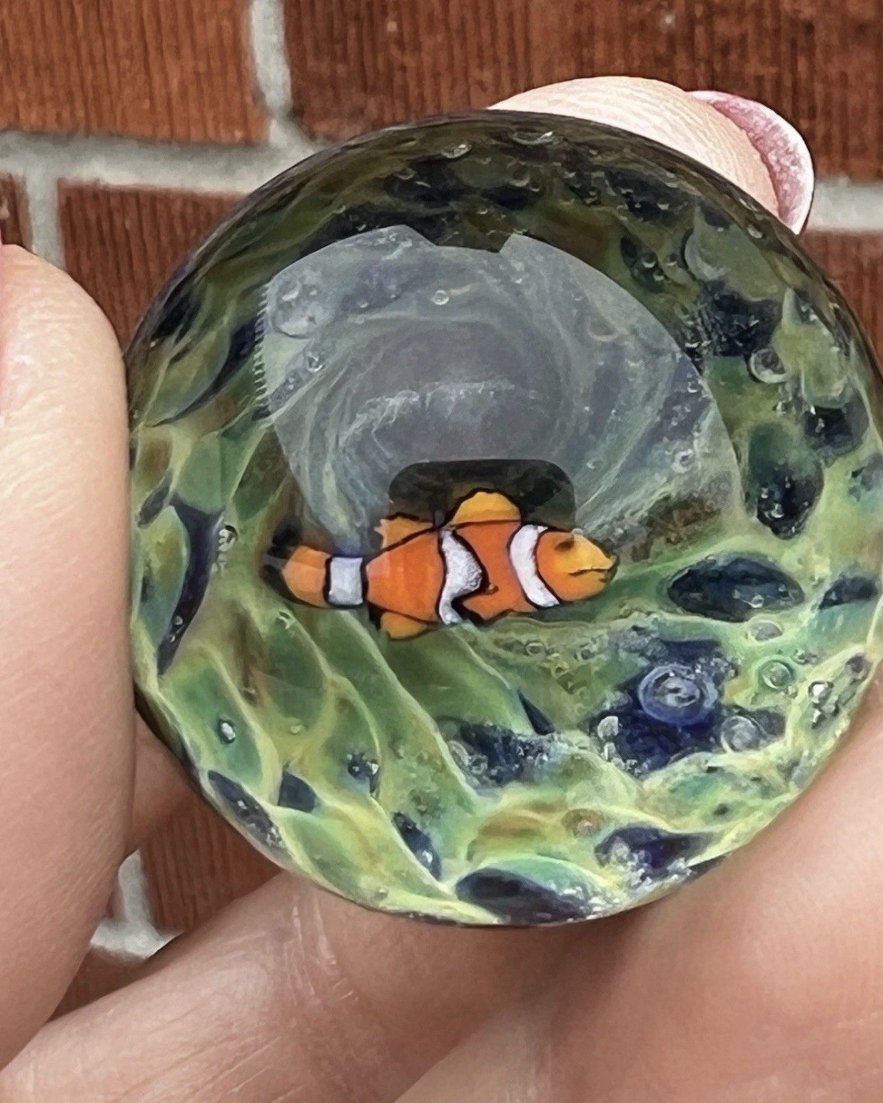 3D Clownfish Glass Marble, 1.2 Inches