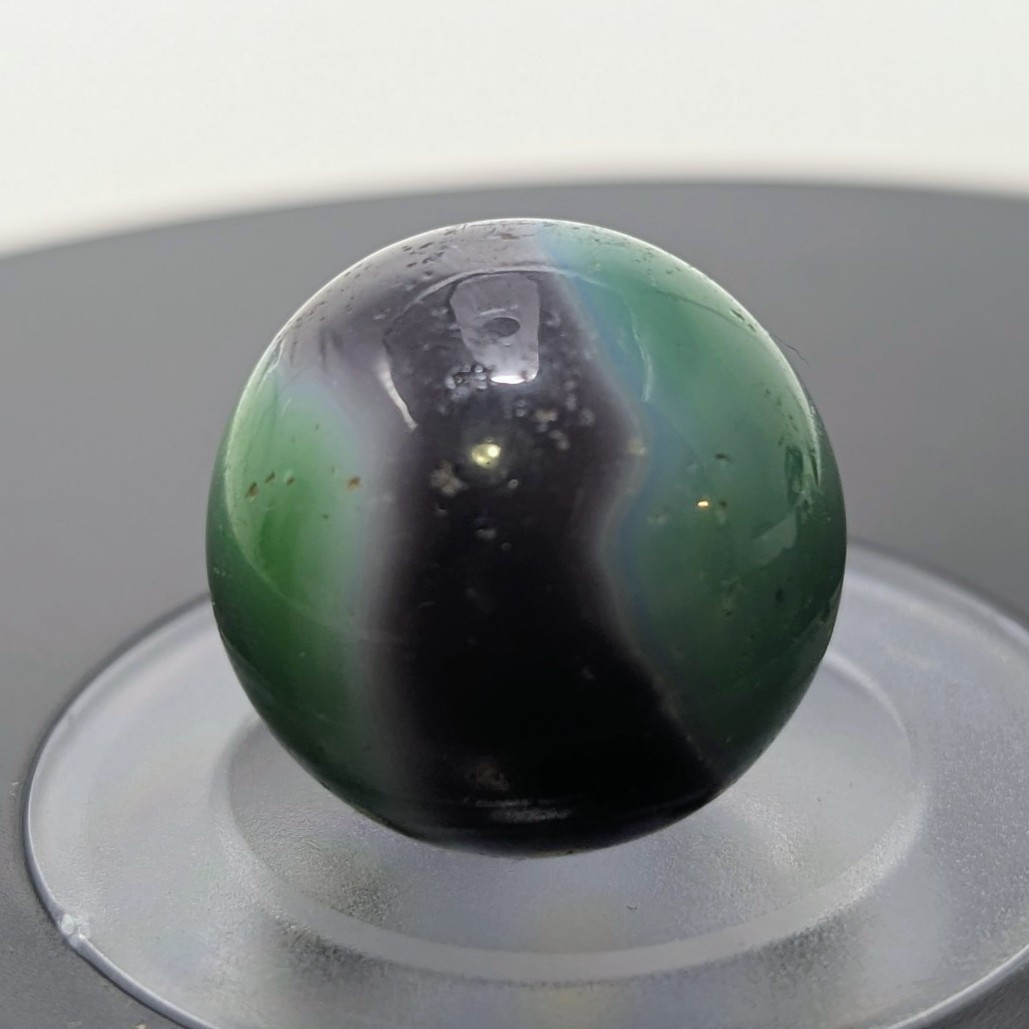 Vintage 1930s West Virginia Swirl Shooter Marble 0.86″ Translucent Green Purple