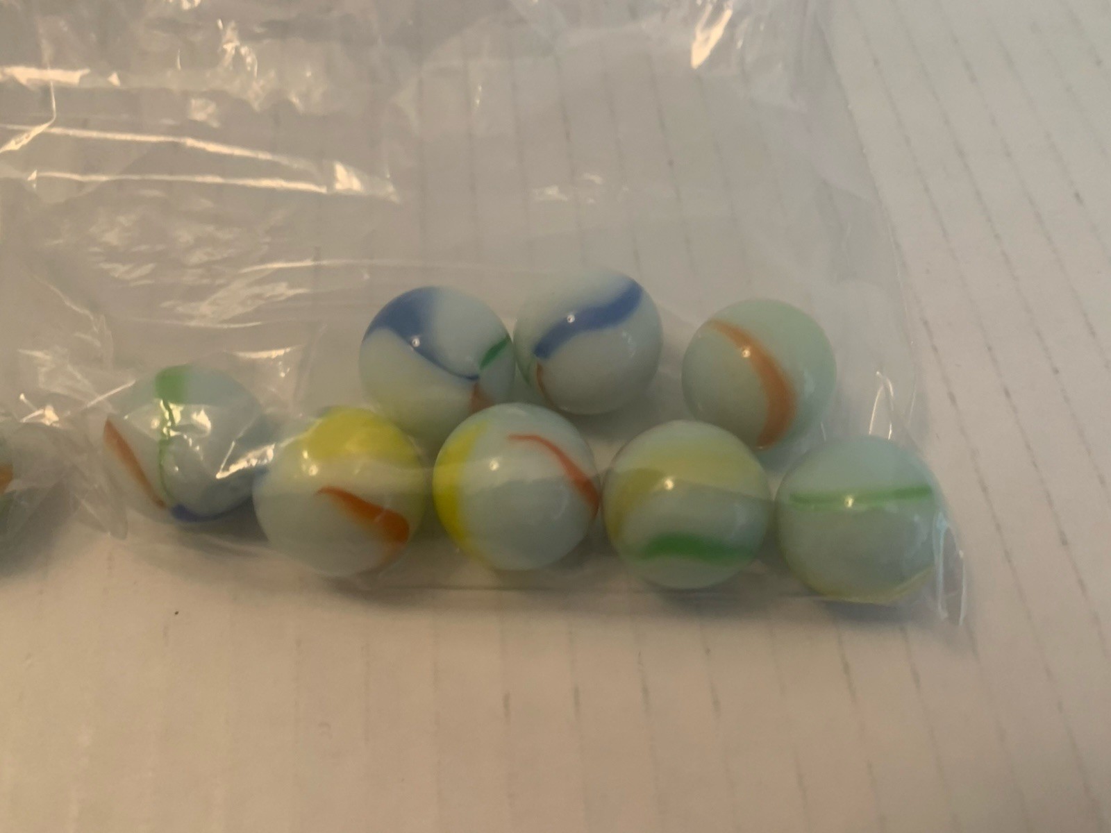 10 Vintage Milk Glass Marbles White Opaque Striped Swirl Beach Ball Lot Bundle