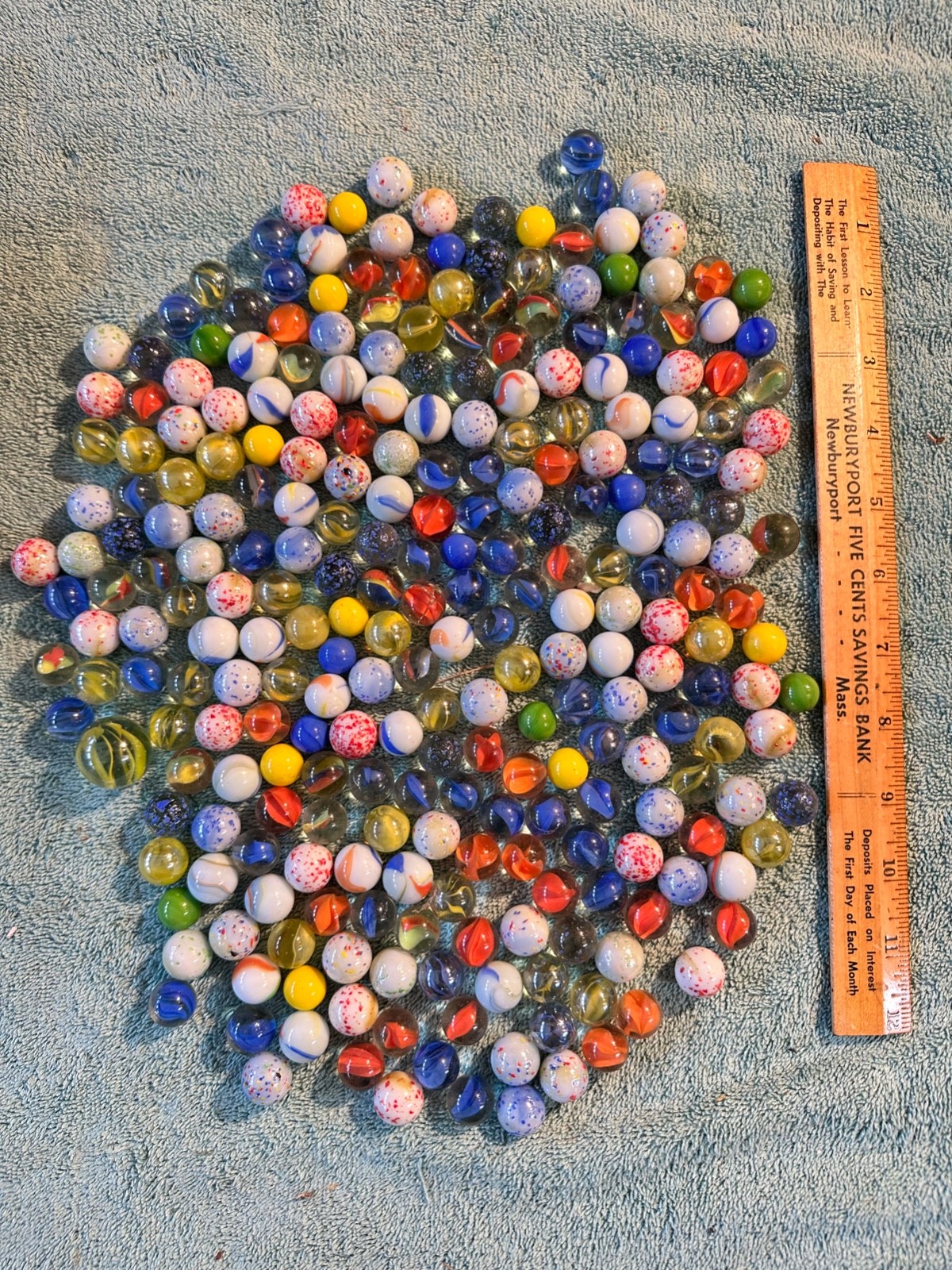 Vintage Lot of Glass Marbles 3.4 Pounds Shooters Speckles Multi Colored