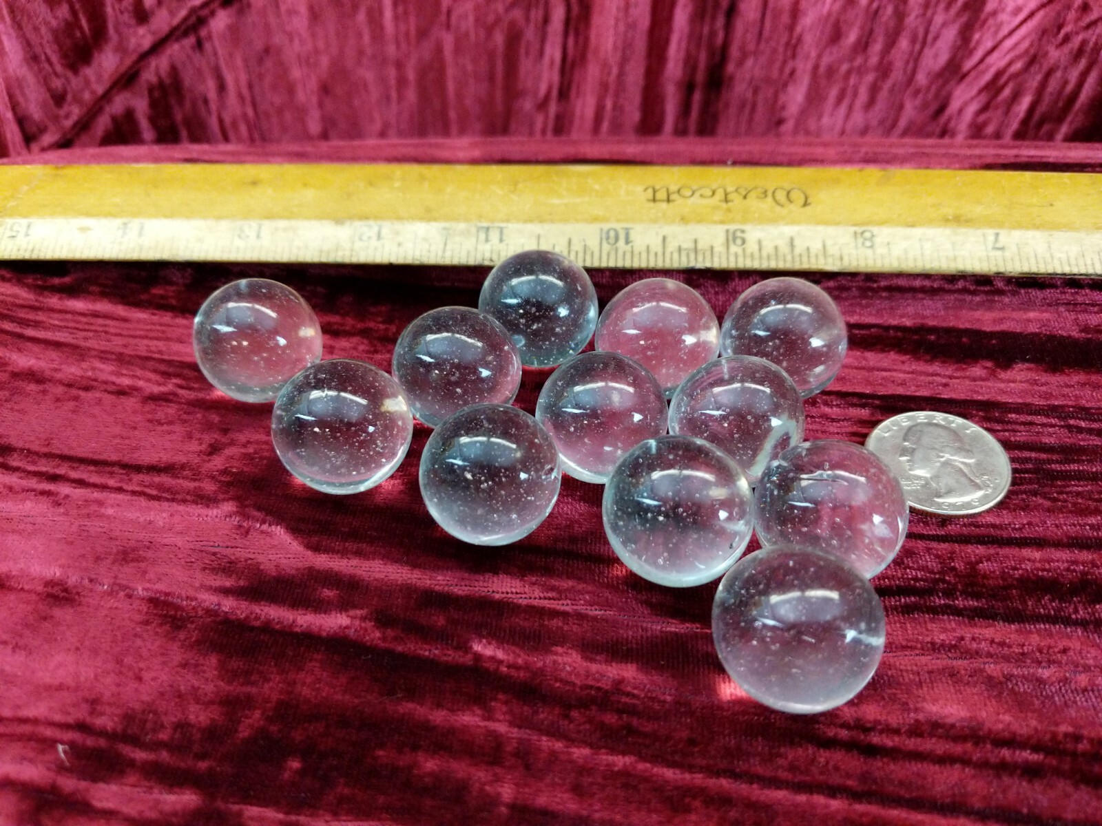 12X lot Classic Vintage Antique Clear glass aggots Agots marbles