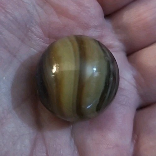 German Handmade Onion Skin Marble, Multi-colored, With Oxblood, Lovely Colors 3″