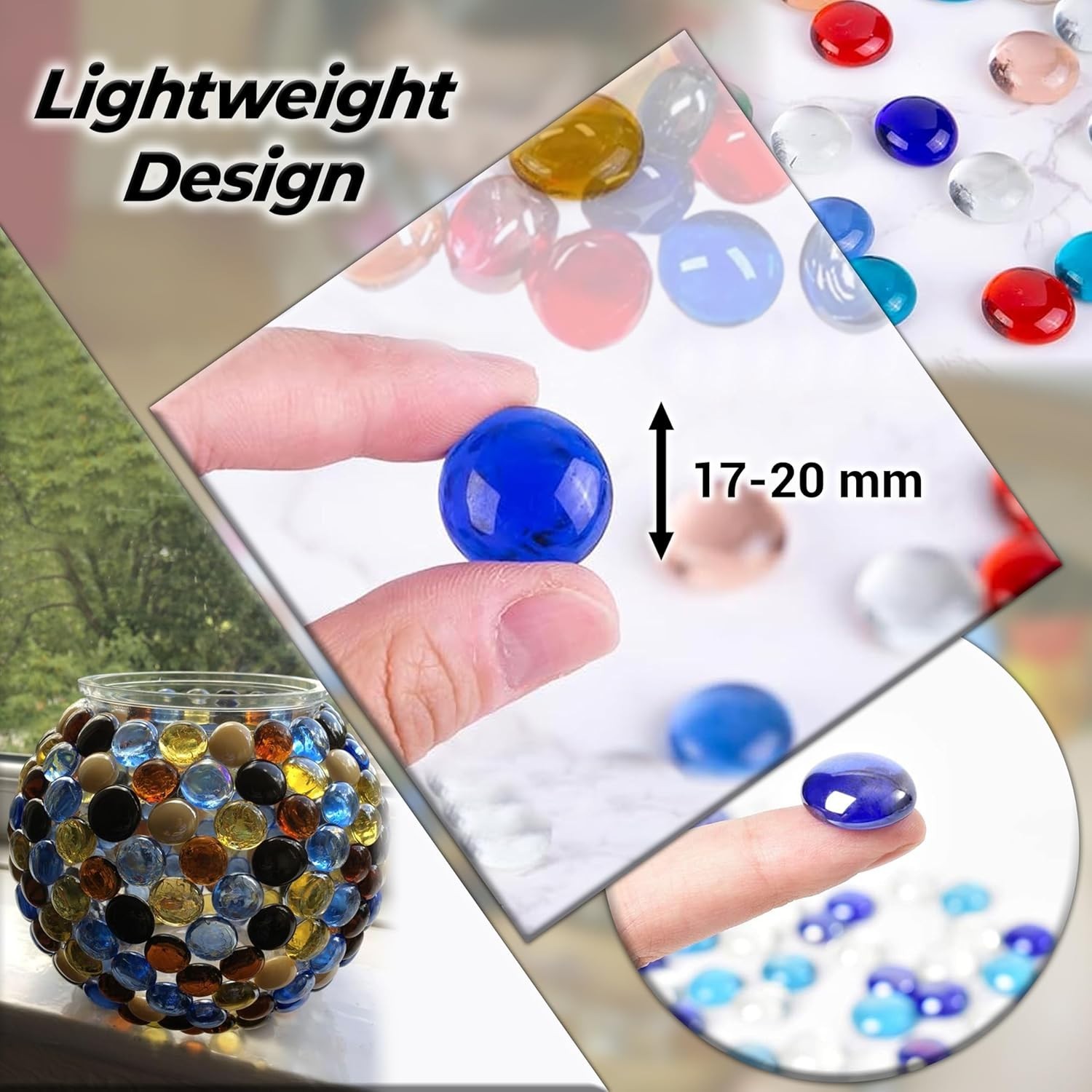 Vibrant Glass Marbles Mix – 2LB Vase Filler 200 PCS