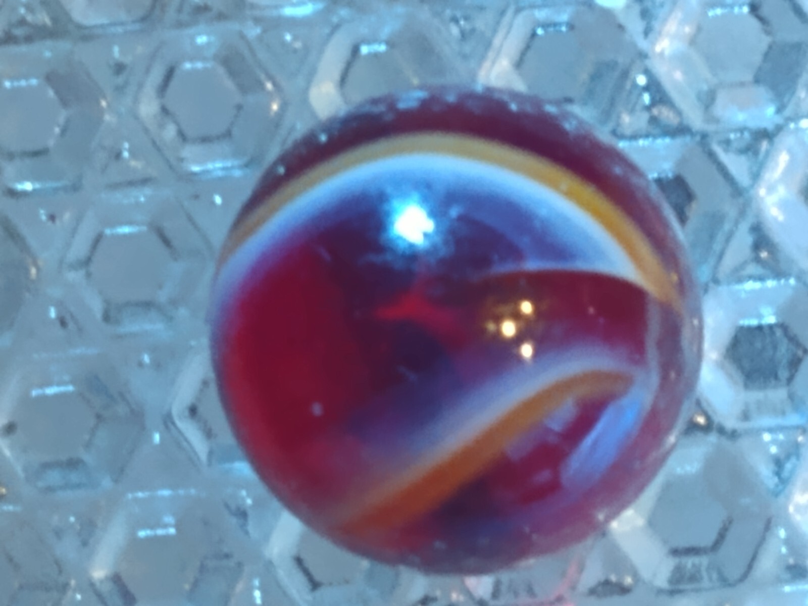 Vintage antique transitional hand cut ruby 9 tail swirl mnt gloss Peltier Master