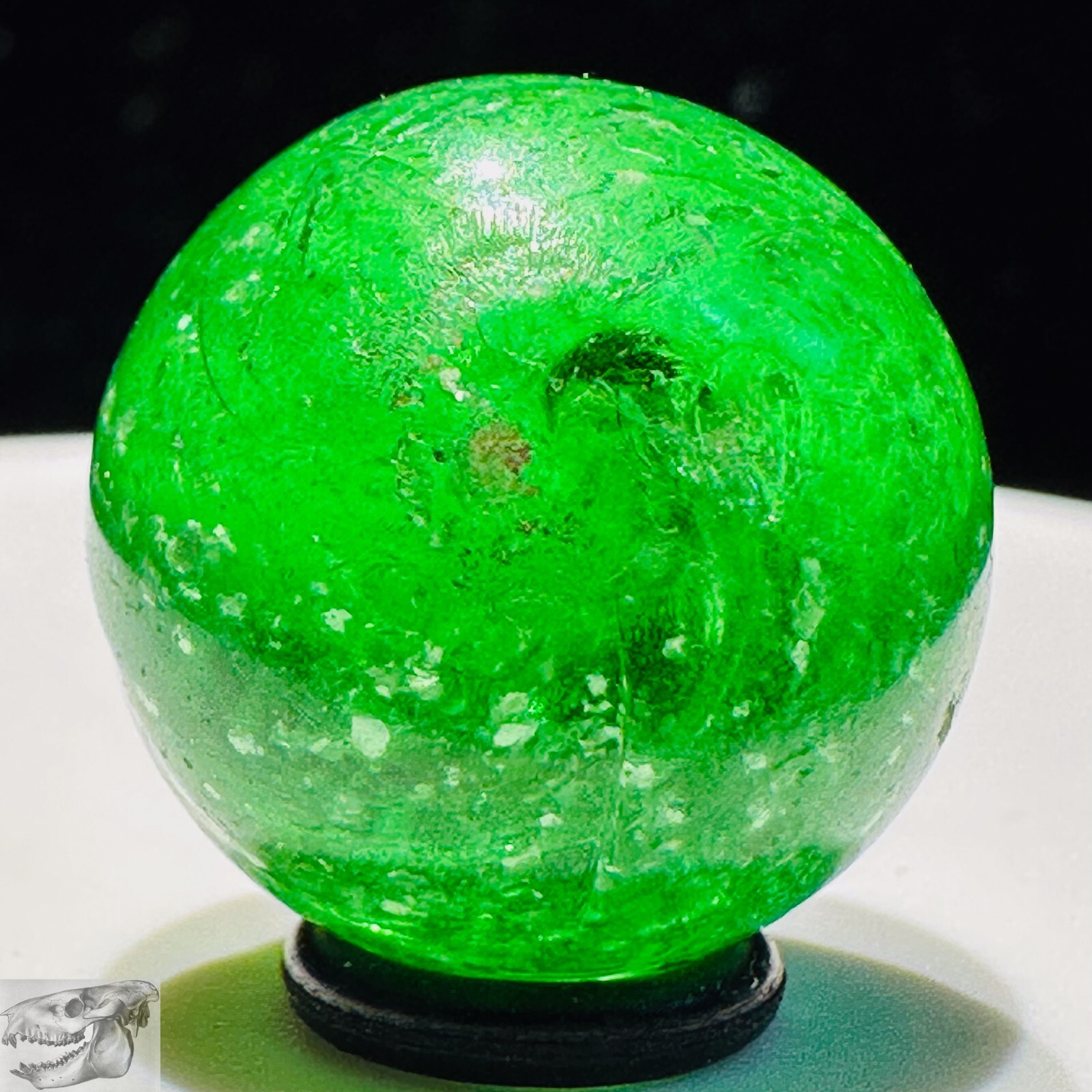 Handmade Green Mica Marble, 11/16 inch, Near Mint, 1860-1920, Germany, S835