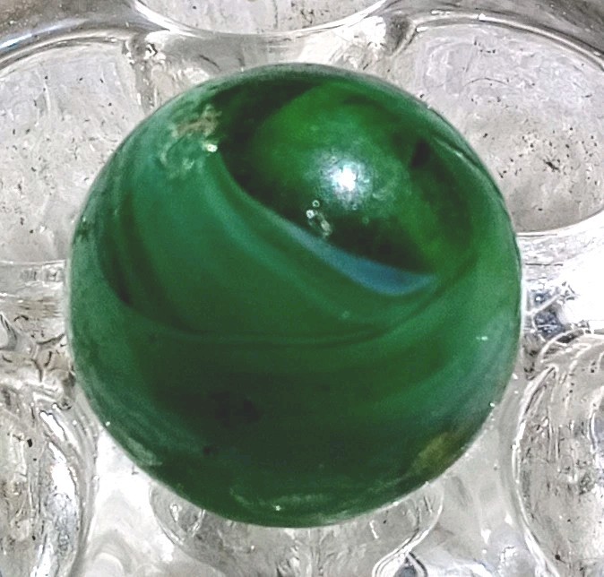 23/32″ MF Christensen Hand Gathered Green Slag In NM Condition.