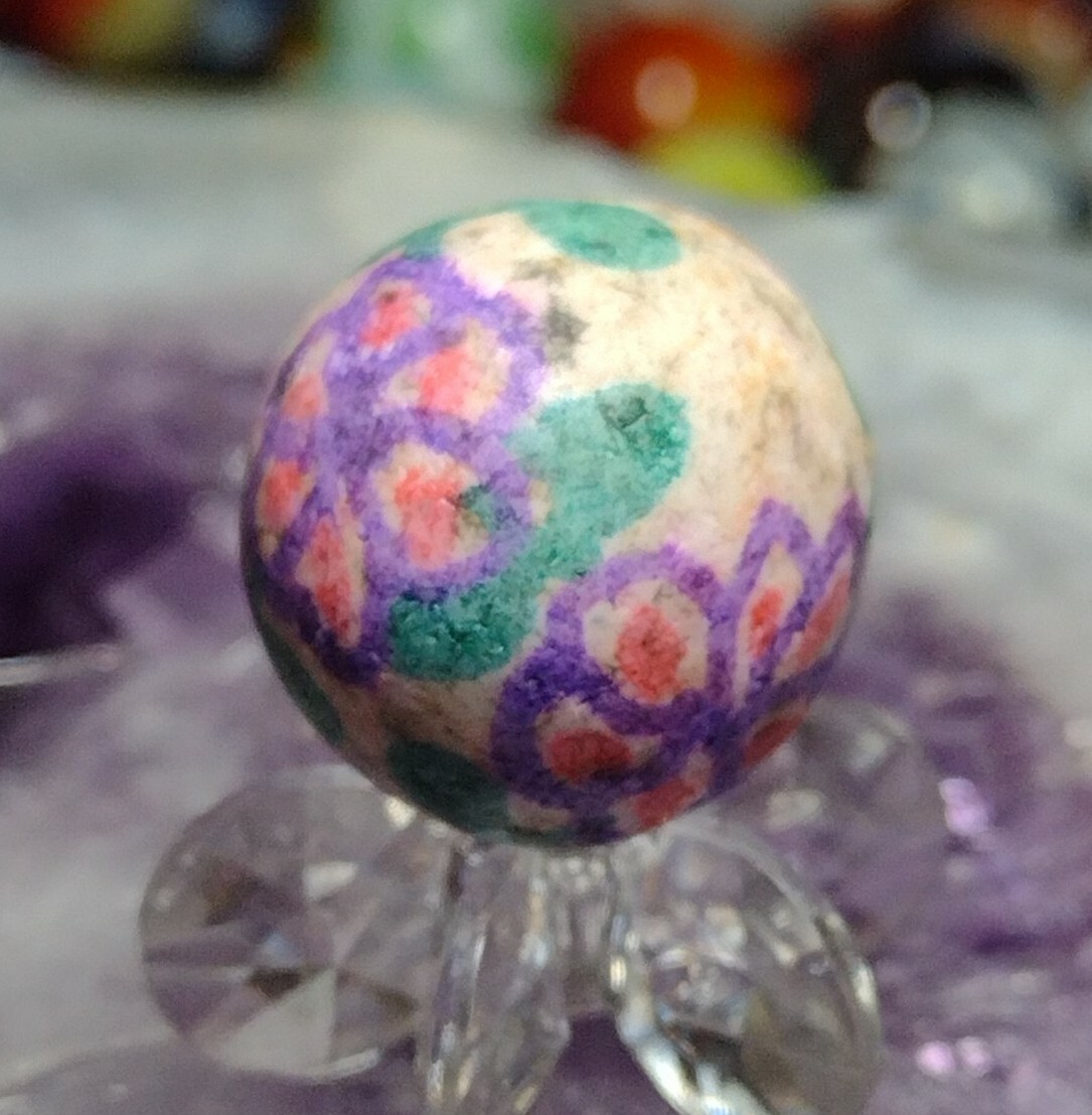 .72″ PRETTY FLOWERS-HAND PAINTED MARBLES – NM LOOK