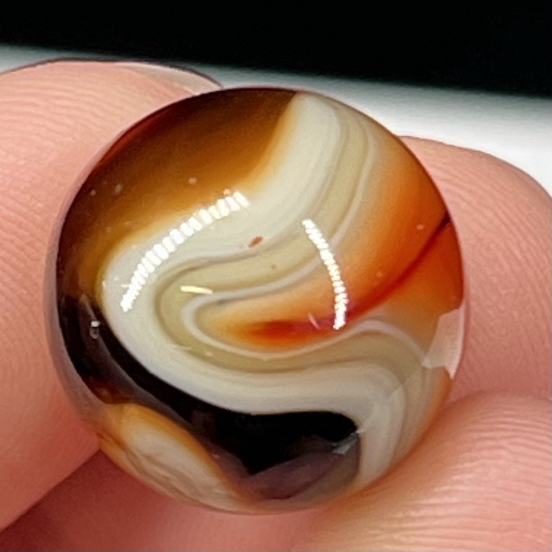 Vintage Glass Swirl Marble Akro Vitro Peltier Christensen .63” Groovy Orange